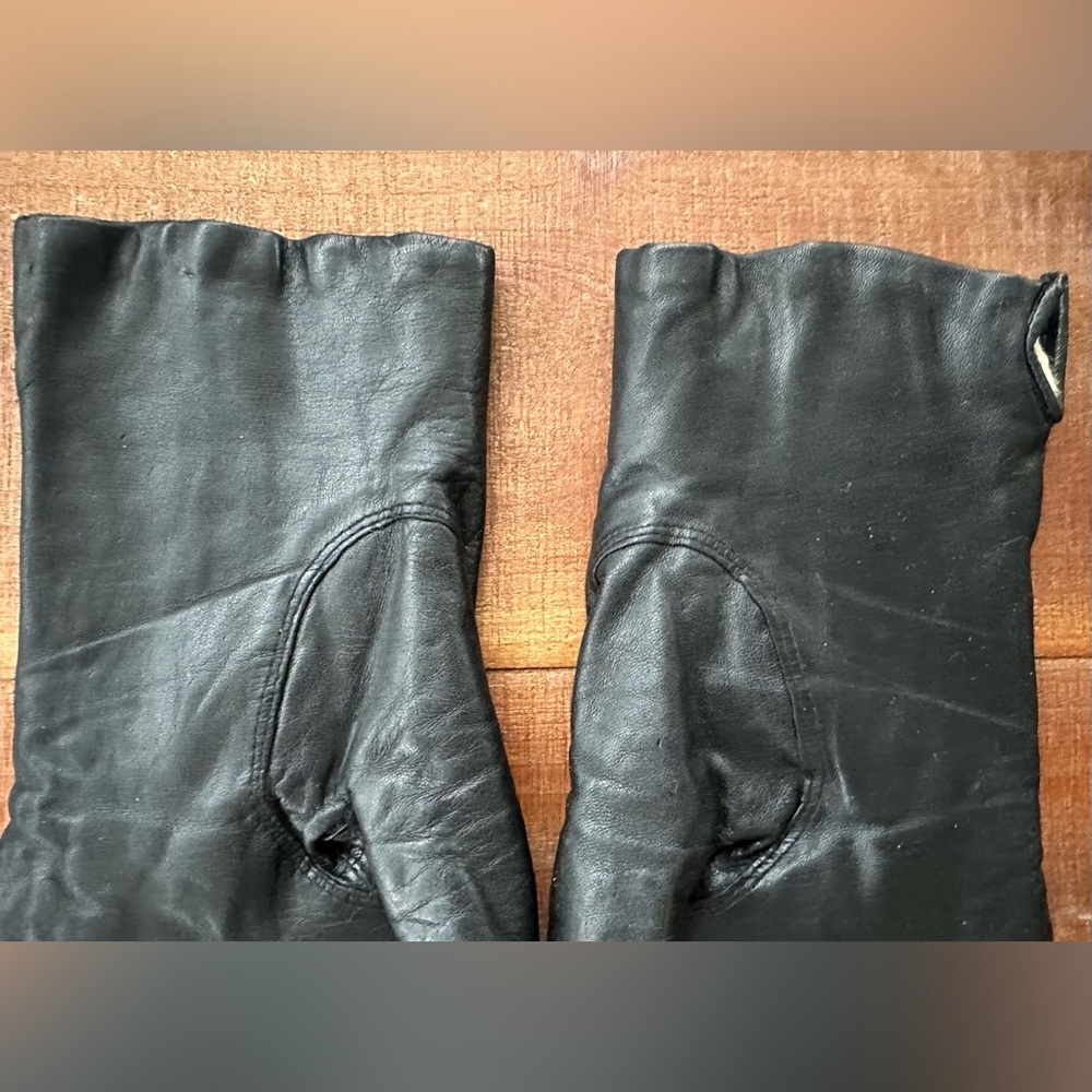 Vintage Classic 100% Fur Lining Genuine Leather Black Gloves - Picture 7 of 12